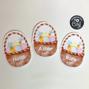 Easter Basket Gift Tag Template, Printable Personalized Easter Favor Tags, Editable Cute Fun Easter Basket Kids Name Tags, Instant Download