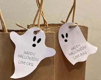 Halloween Ghost Gift Tag Template, Printable Spooky Cute Ghoul Favor Tags, Editable Simple Kids Halloween Classroom Tags, Instant Download