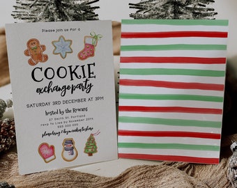 Holiday Cookie Exchange Invitation Template, Printable Christmas Cookie Swap Invite, Editable Holiday Party Invite, Instant Download, #CCE