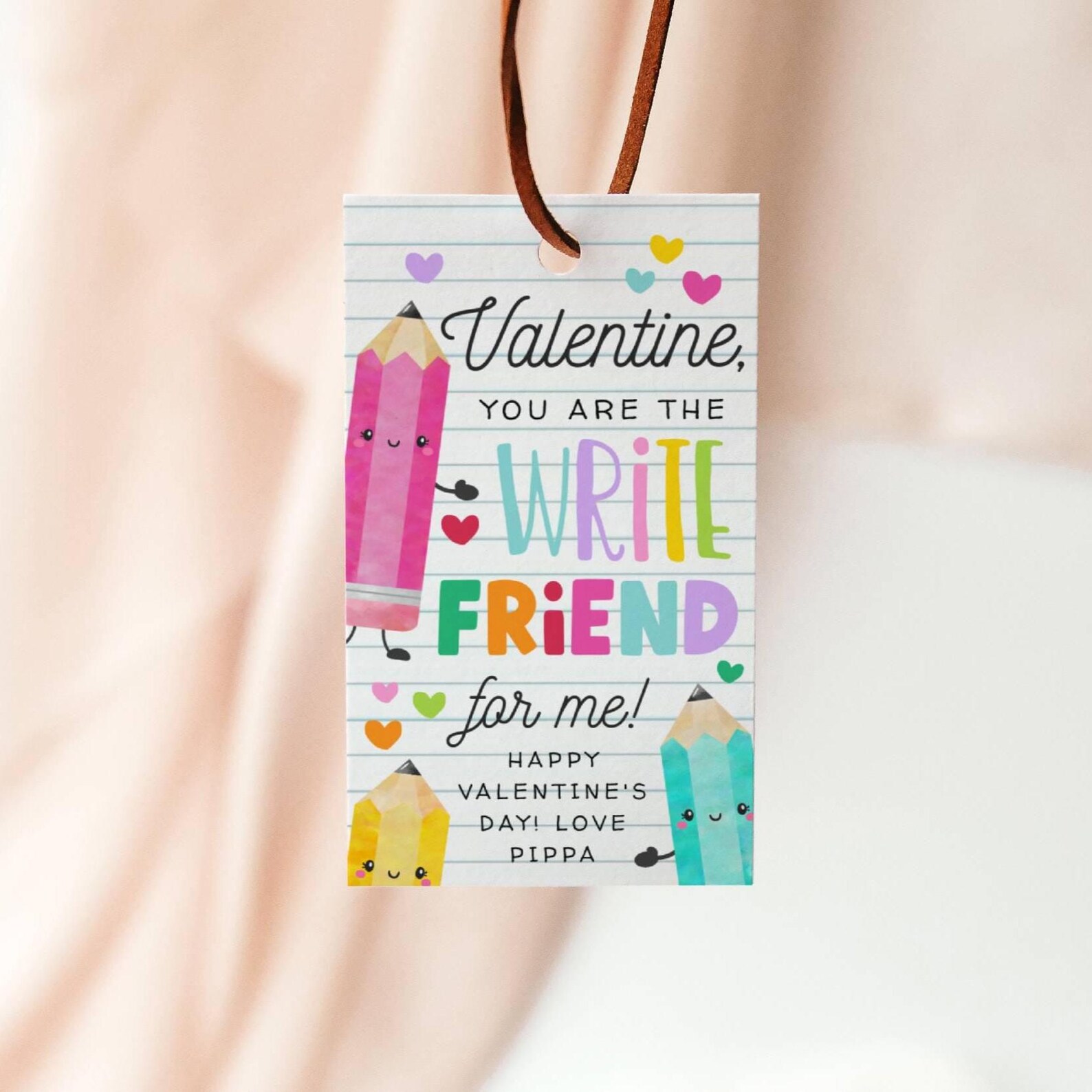 Writing Tags Valentine's Day Pencil Gift Tag Template, Printable You Are the Write ...