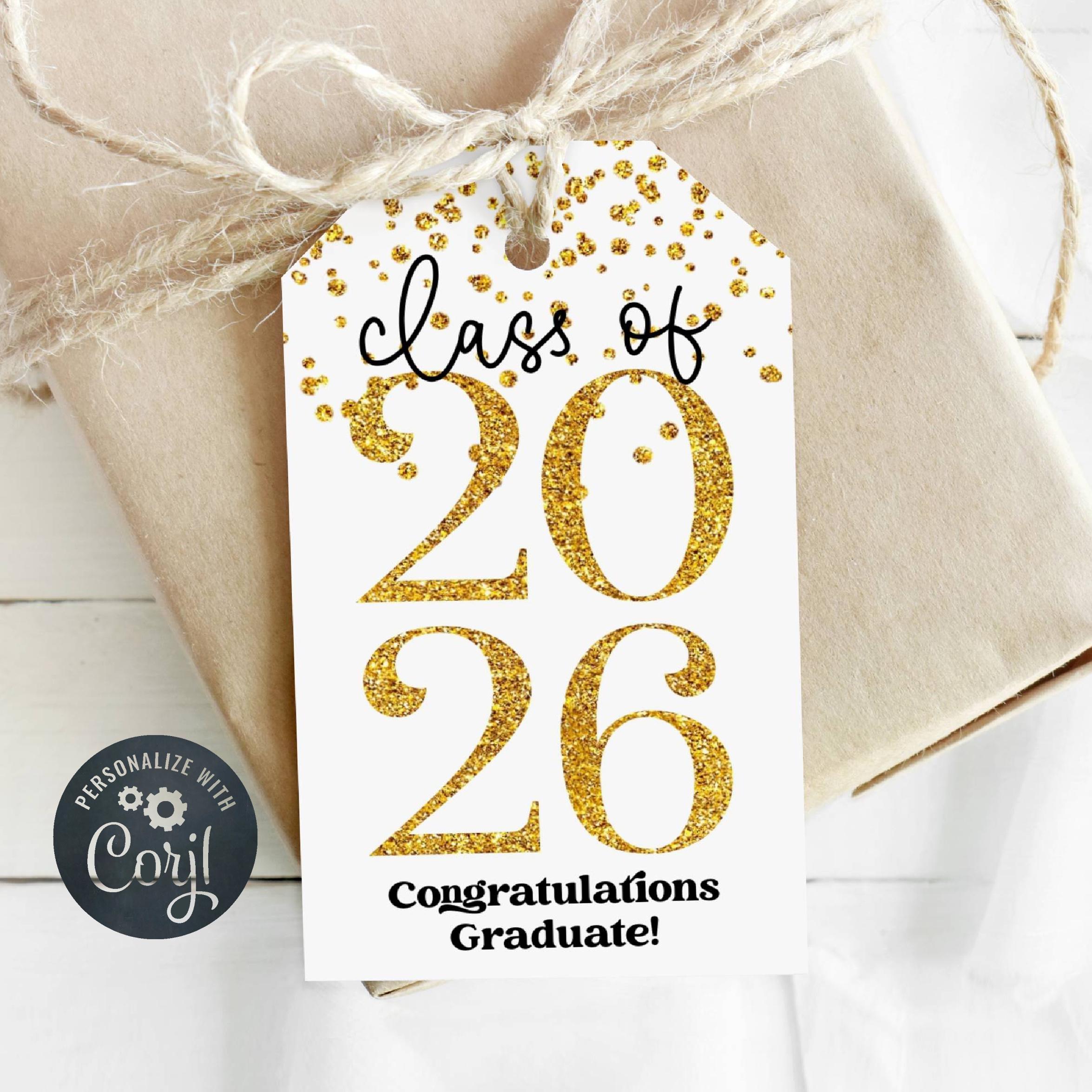 Graduation Class of 2026 Gift Tag Template, Printable Grad Party Favor ...