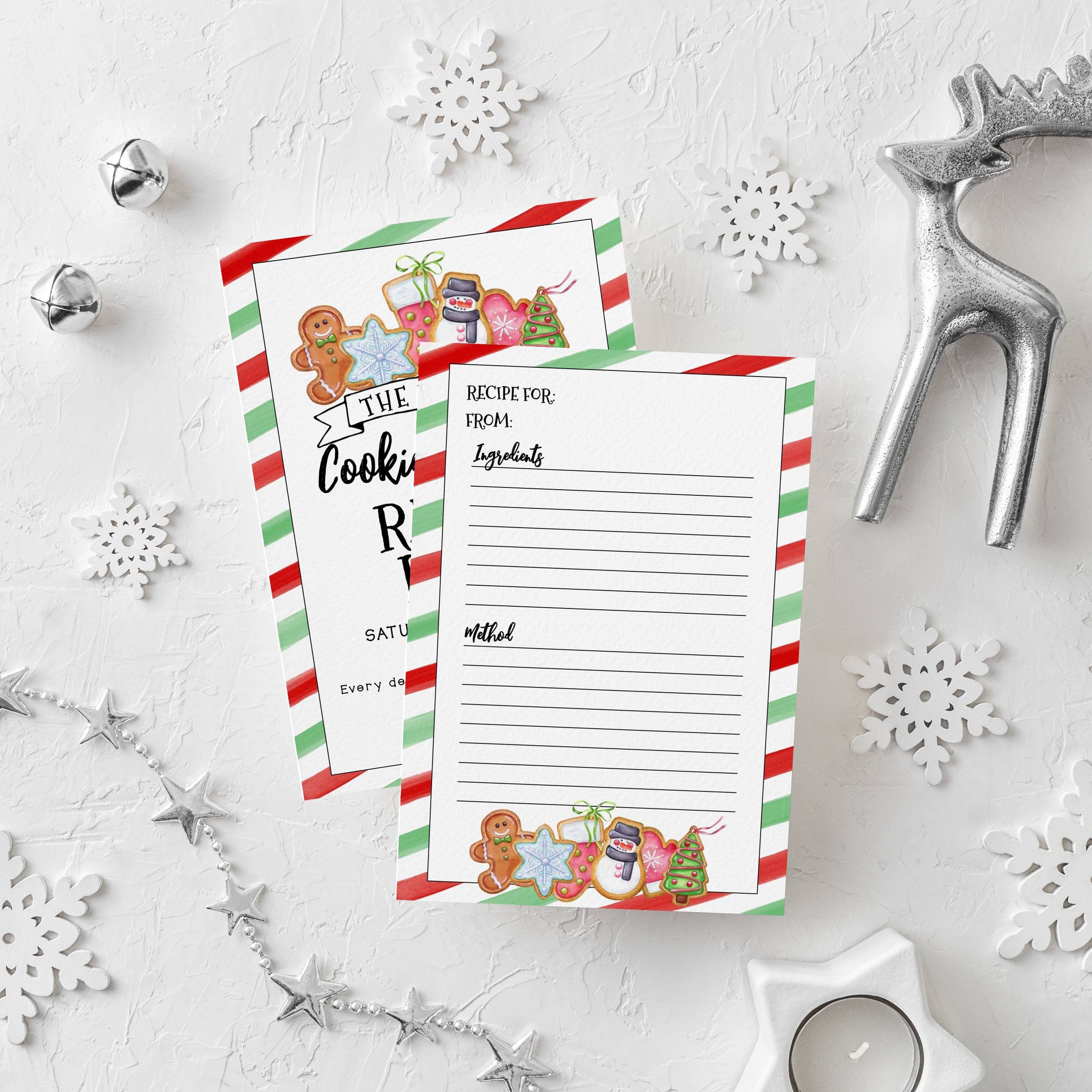 Holiday Cookie Exchange Recipe Card Template Printable - Etsy