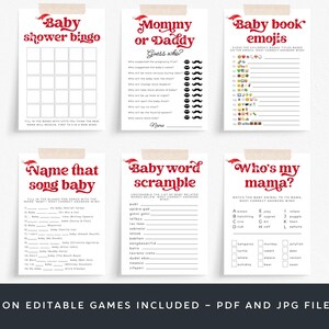 Santa Baby Shower Template Bundle, druckbares Weihnachtsduschpaket, bearbeitbares Weihnachtsmann Hut Duschset, digitaler Download, #CS Bild 10
