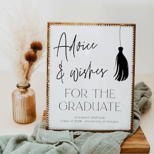 Advice & Wishes For The Graduate Sign Template, Printable Tassel Graduation Sign, Editable Grad Party Game Decor, Digital Download, #G2