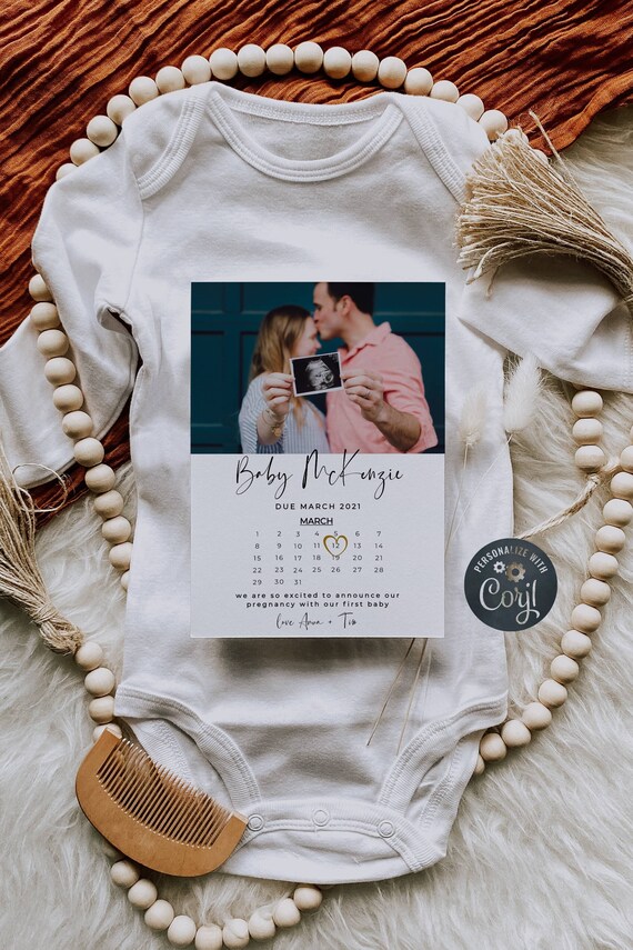 Pregnancy Announcement Card Printable Calendar Photo | Etsy
