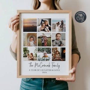 Photo Gift Collage Template, Printable Family Wall Art, Personalized Photo Grid, Family Picture Keepsake, Year In Photos, Instant Download
