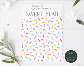 Printable Sweet Year Mini Cookie Card, Sprinkles Back To School Cookie Card, Rainbow Cookie Backer Tag, Digital Download
