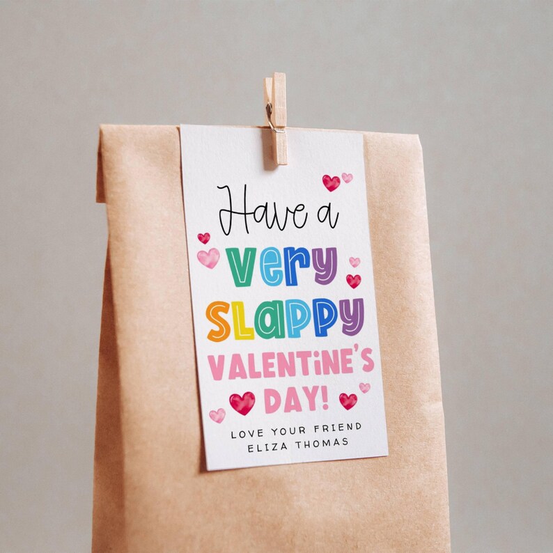 Slappy Valentine's Day Gift Tag Template, Printable Slap Band Bracelet ...
