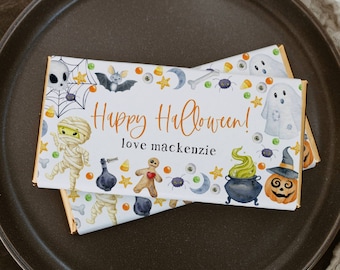 Halloween Candy Bar Wrapper Template, Printable Trick Or Treat Chocolate Bar Label, Editable Class School Cute Favor Wraps, Digital Download
