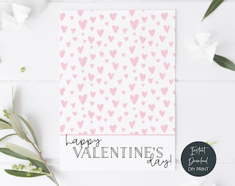 Mini tarjeta imprimible de San Valentín con forma de galleta, tarjeta de galletas con corazones rosas, tarjeta de galletas de Feliz Día de San Valentín, descarga digital.