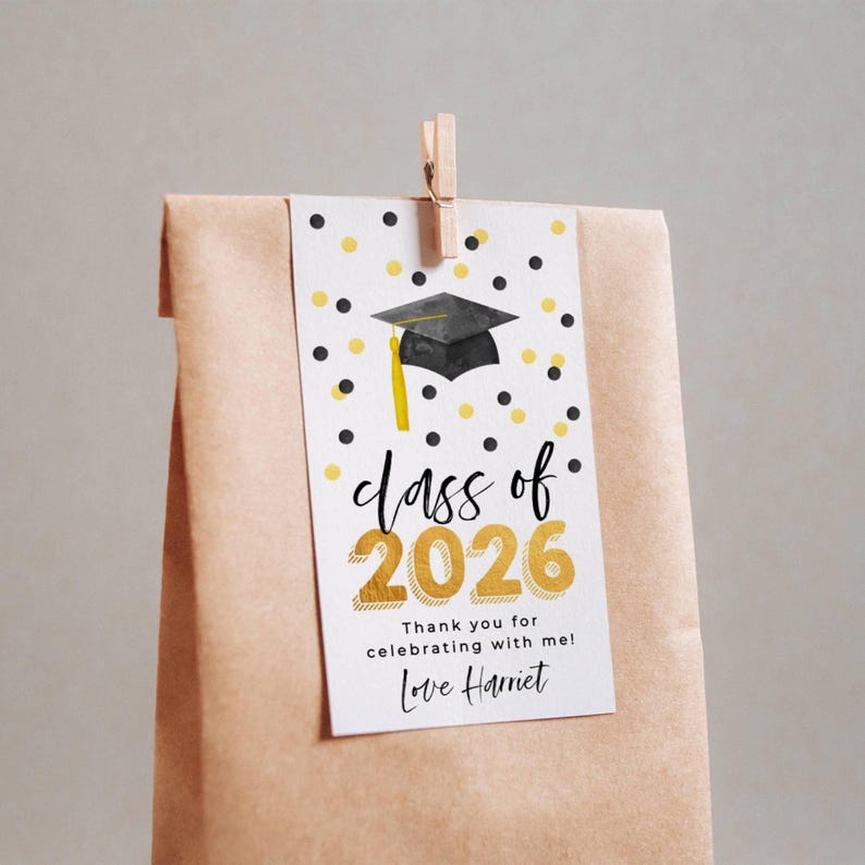 Graduation Class of 2026 Gift Tag Template, Printable Grad Party Favor ...