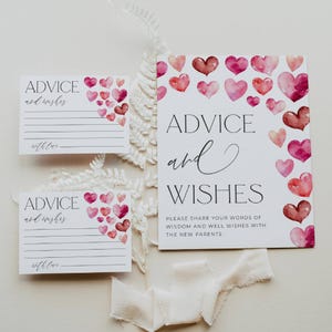 Petite chérie Baby shower conseils & modèle de signe de voeux, cartes mots de sagesse imprimables pour la Saint-Valentin, jeu modifiable, téléchargement immédiat, #V3
