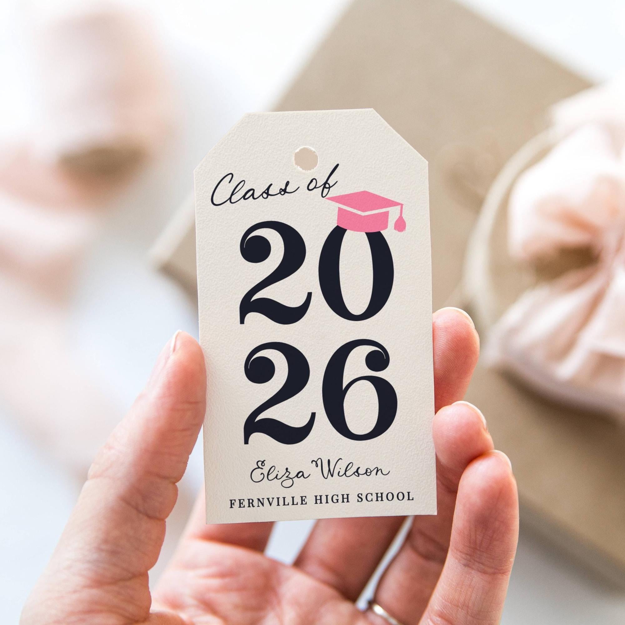 Class of 2026 Graduation Gift Tag Template, Printable Modern Grad Party ...