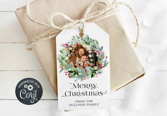 Holiday Photo Gift Tag Template Printable Merry Christmas | Etsy