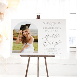 Arch Photo Graduation Welcome Sign Template, Printable Minimal Graduate Welcome Board, Editable Modern Grad Poster, Instant Download, #G8