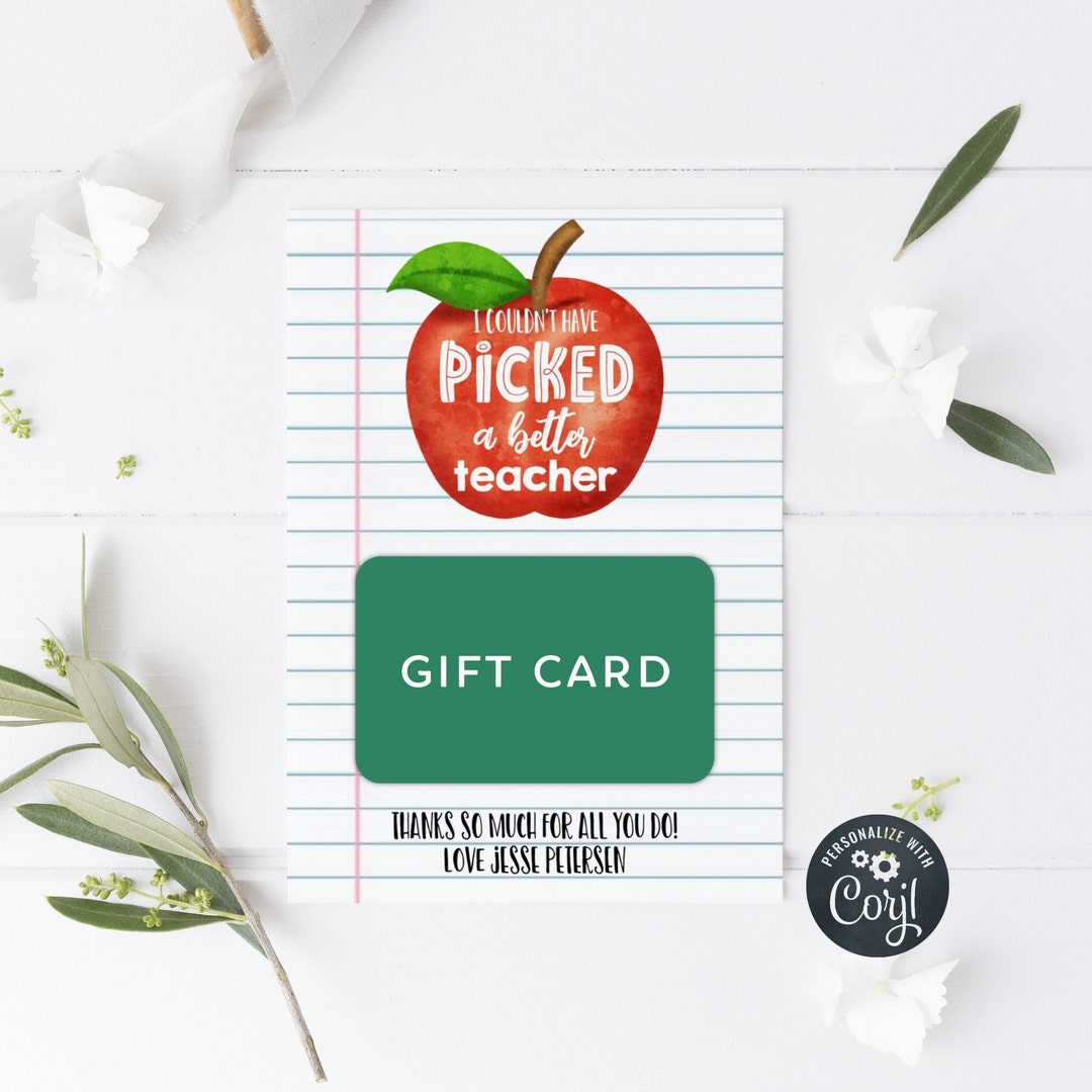 Teacher Appreciation Gift Card Holder Template Printable - Etsy