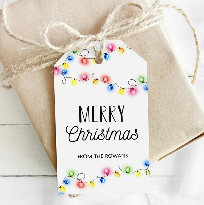 Christmas Fairy Lights Gift Tag Template Printable Holiday - Etsy
