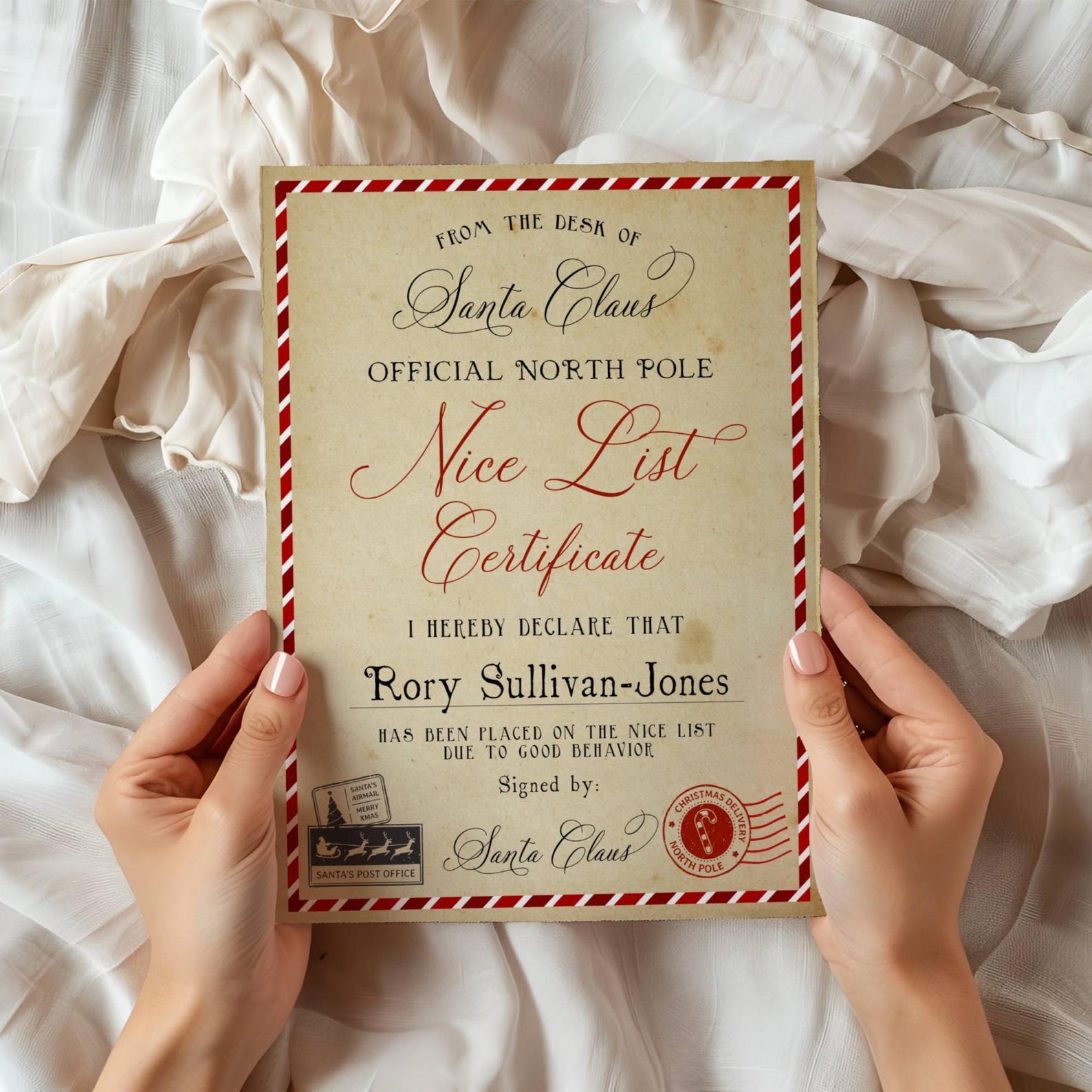 Editable Vintage Santa Letter & Nice List Certificate Template ...