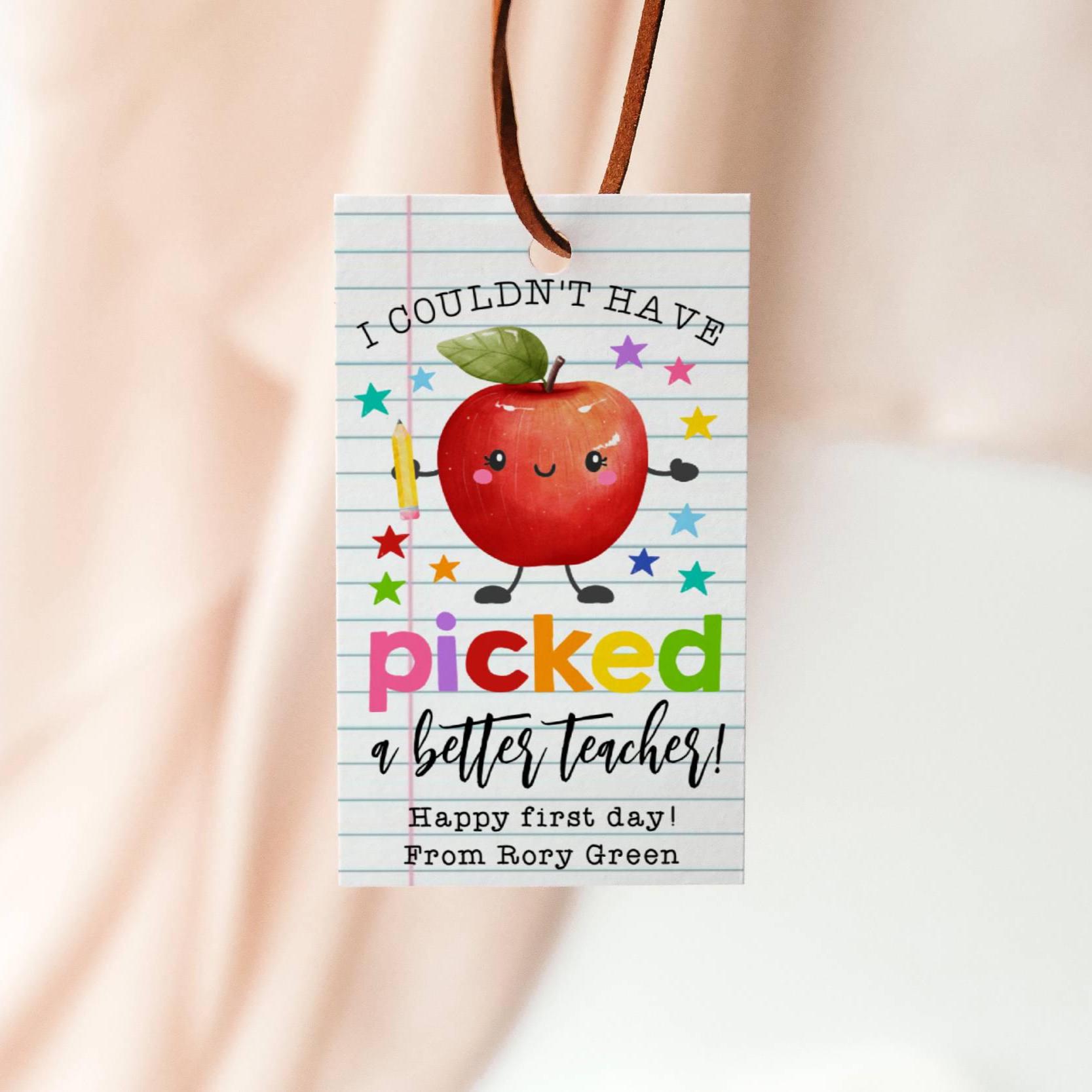 Back to School Apple Gift Tag Template, Printable Couldn't Have Picked ...