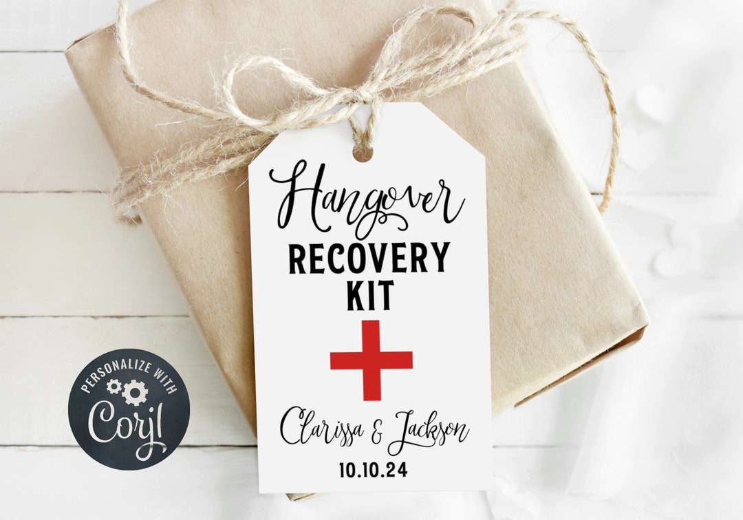 Hangover Recovery Kit Favor Tag Template Printable Minimal - Etsy