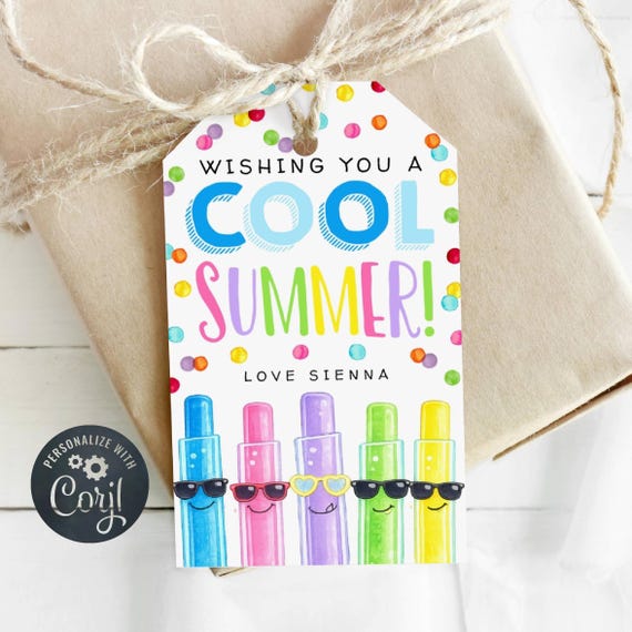 Ice Pops Gift Tag Template, Printable Last Day Of School Popsicle Favor Tag, Editable Have A Cool Summer Treat Tag, Digital Download