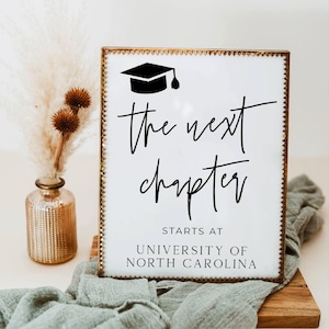 The Next Chapter Sign Template, Printable Modern Grad Party Sign, Editable My Next Chapter Starts At University Sign, Instant Download, #SG
