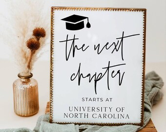 The Next Chapter Sign Template, Printable Modern Grad Party Sign, Editable My Next Chapter Starts At University Sign, Digital Download, #SG