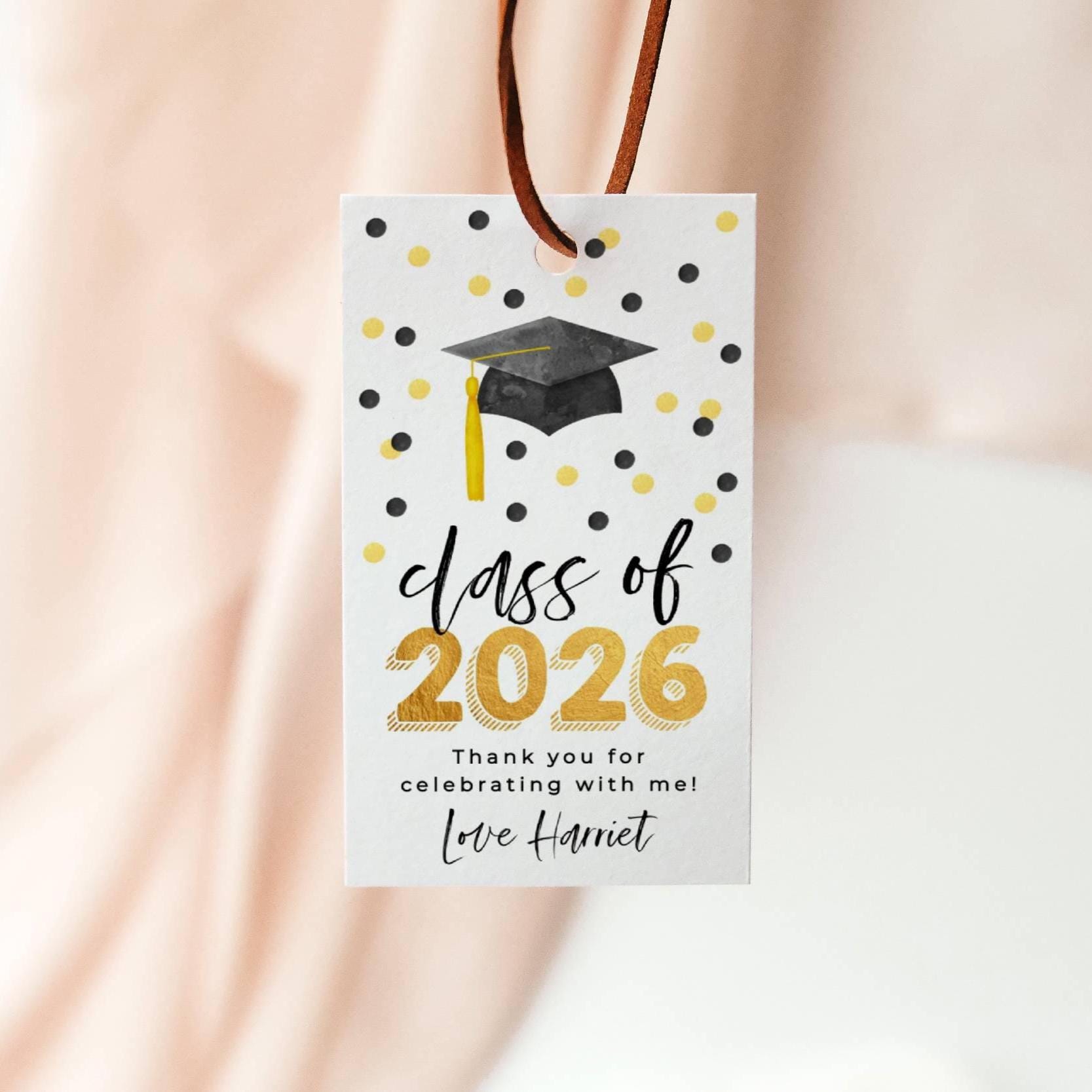 Graduation Class of 2026 Gift Tag Template, Printable Grad Party Favor ...