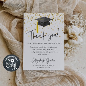 Graduation Thank You Card Template Printable Editable - Etsy