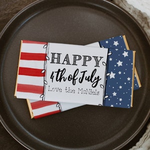 4th Of July Chocolate Bar Wrapper Template, Printable Stars & Stripes Candy Bar Label, Editable Patriotic Candy Wrap, Instant Download, #J3