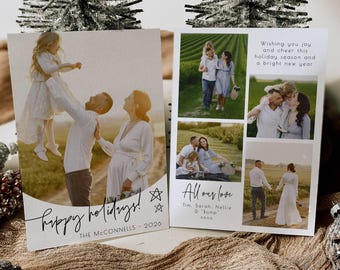 Editable Arch Photo Holiday Card Template, Printable Modern Minimalist Christmas Card, Simple Holiday Card With Pictures, Digital Download