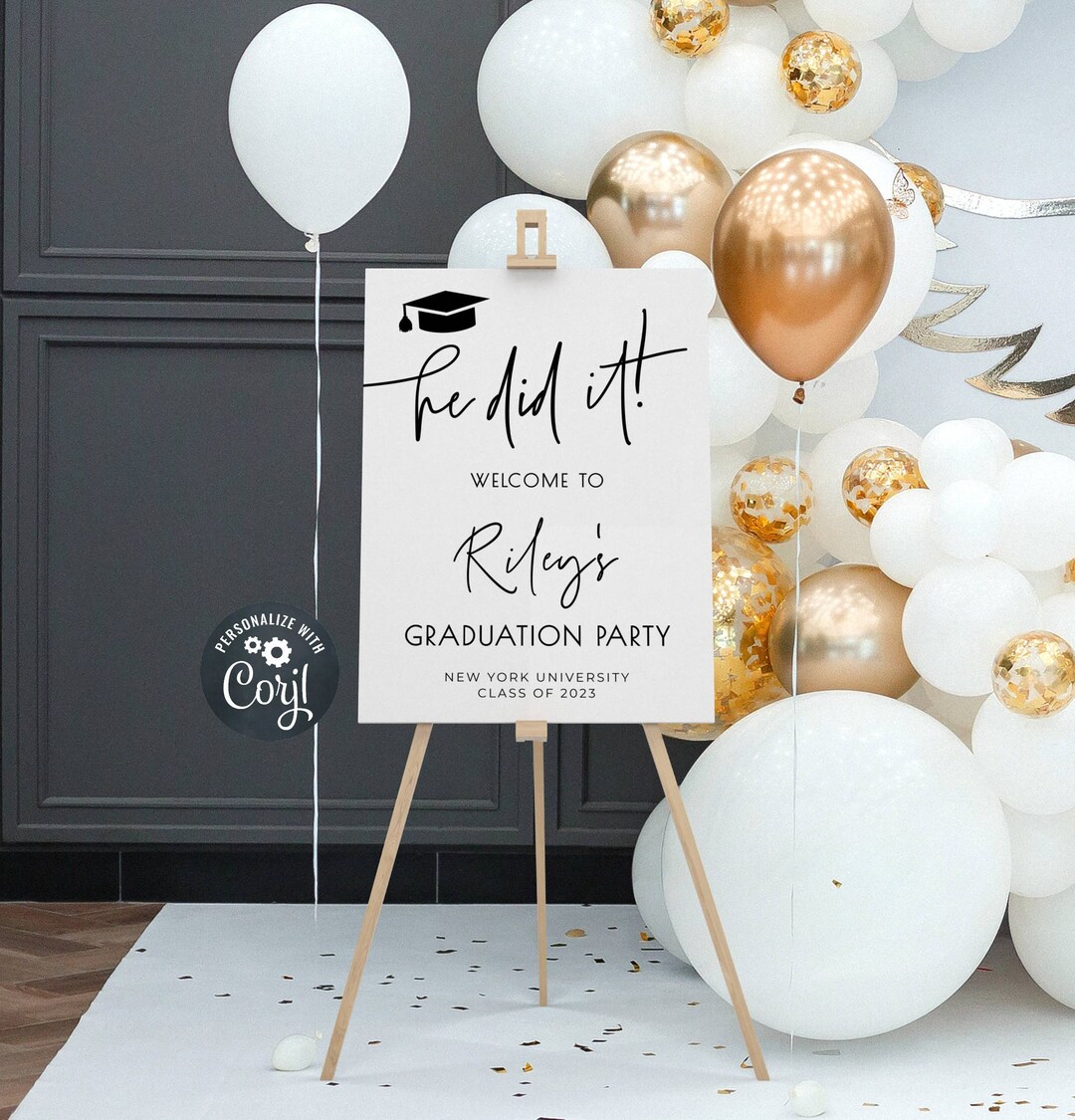 He Did It Graduation Welcome Sign Template Printable - Etsy