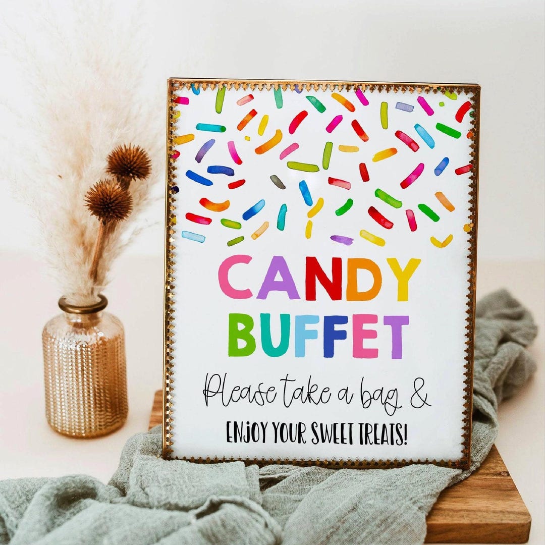 Candy Raffle Sign Rainbow Sprinkles Candy Buffet Sign Template, Printable Birthday Party ...