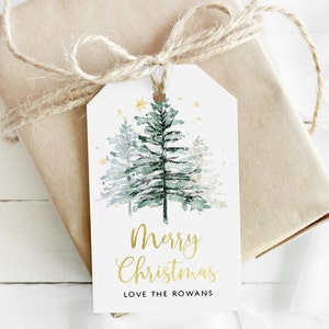 Christmas Pine Tree Gift Tag Template Printable Holiday Favor - Etsy
