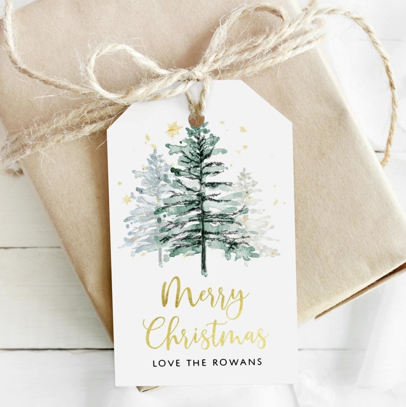 Christmas Pine Tree Gift Tag Template Printable Holiday Favor - Etsy