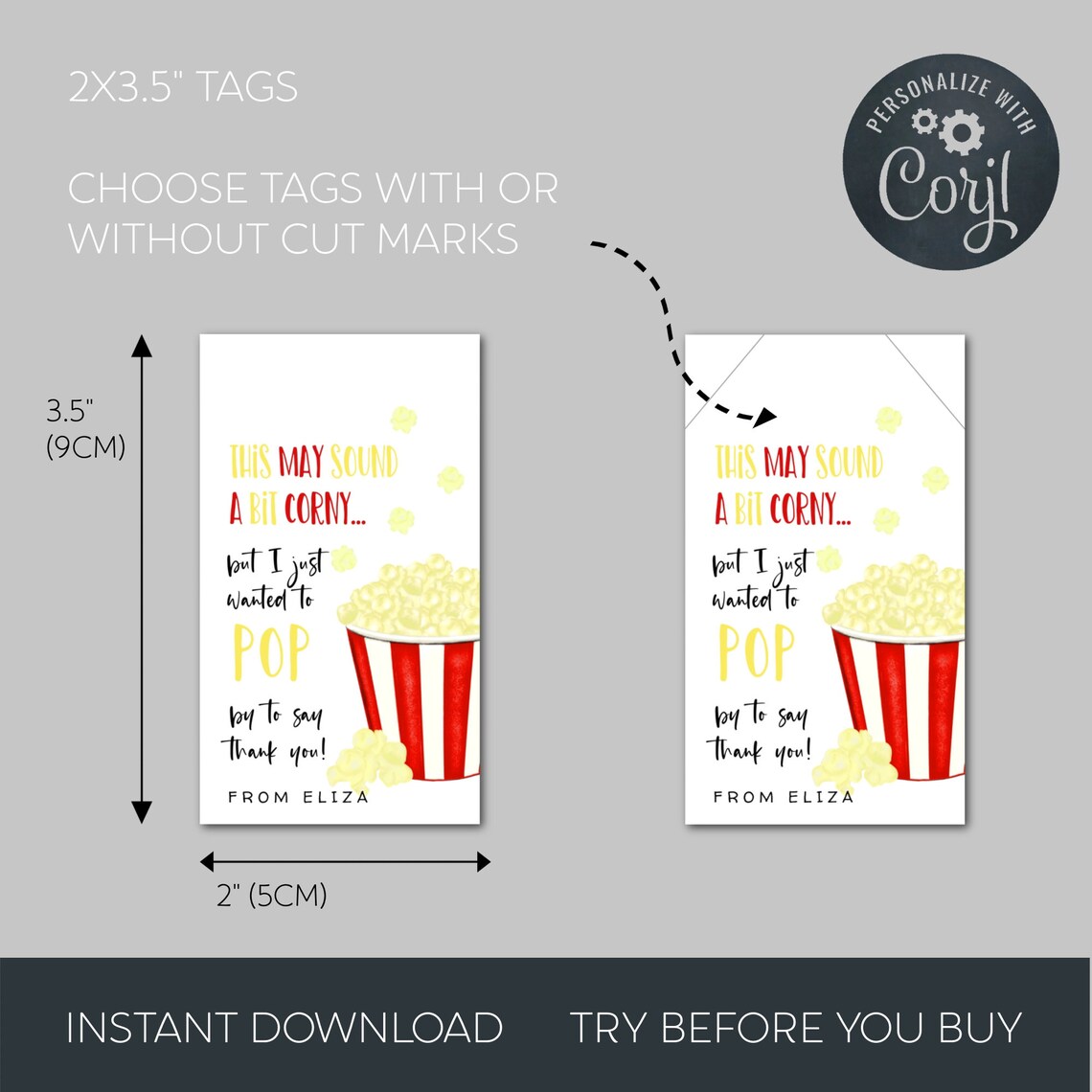 Popcorn Teacher Appreciation Gift Tags Printable Pop By & Say Etsy
