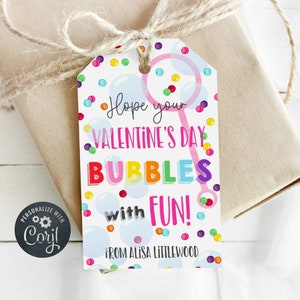 Modèle d'étiquette cadeau Saint-Valentin bulles, bulles imprimables avec des étiquettes amusantes de la Saint-Valentin, modifiables enfants d'âge préscolaire Saint-Valentin, téléchargement immédiat