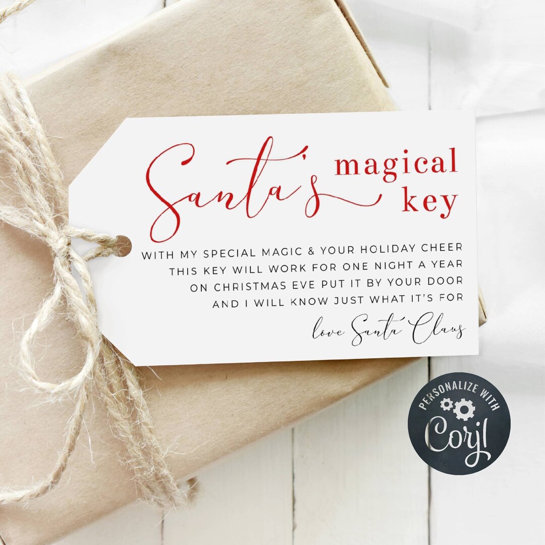 Santa's Magic Key Tag Template, Printable Christmas Eve Magical Key