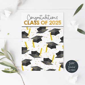 Druckbare Graduation Caps Mini Cookie Karte, Herzlichen Glückwunsch Klasse 2025 Cookie Karte, Graduate Hats Cookie Backer Tag, sofort Download