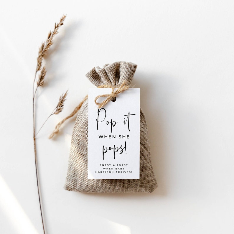 Pop It When She Pops Tag Template Printable Modern Baby - Etsy Canada