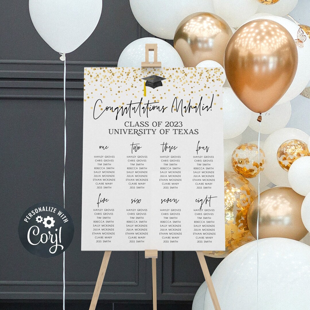 Graduation Seating Chart Template, Printable Congratulations Graduate