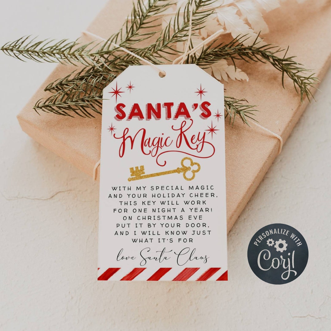 Editable Santa's Magic Key Tag Template, Printable Christmas Eve