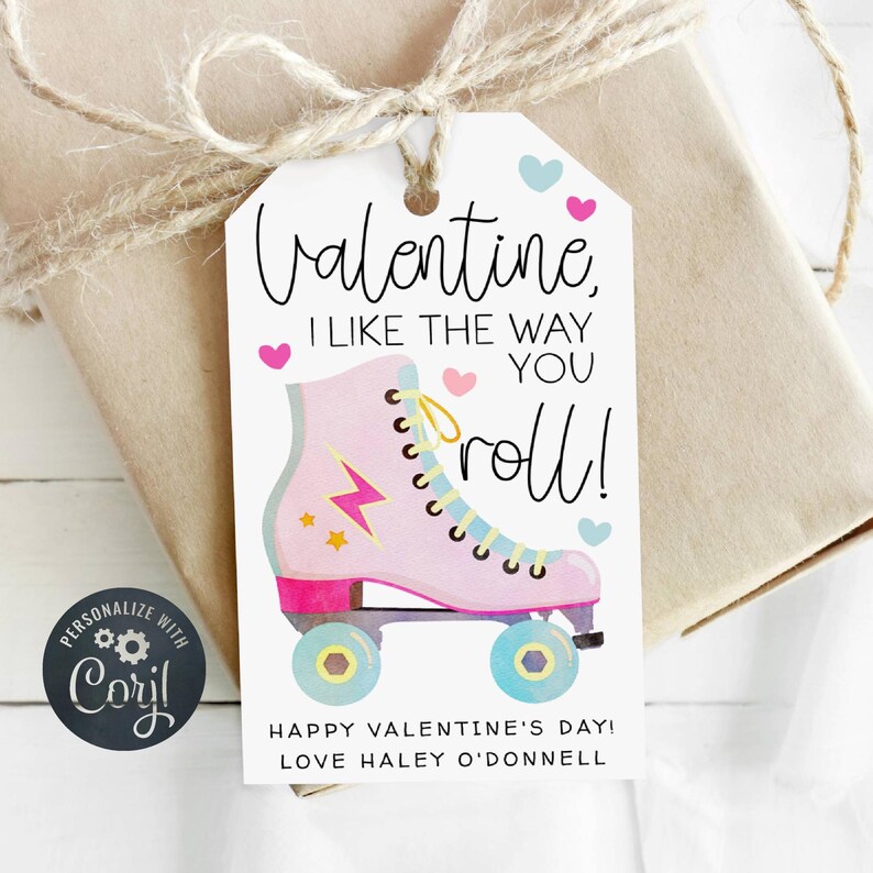 Roller Skate Valentine's Day Gift Tag Template, Printable I Like the ...