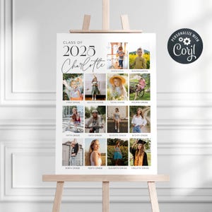 Graduation Photo Collage Poster Template, Printable Class Of 2025 Graduate School Pictures Preschool-12, Editable Grad Sign Instant Download