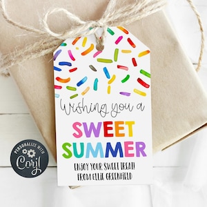 Have A Sweet Summer Geschenkanhänger Vorlage, druckbare Streusel Schulende Geschenkanhänger, bearbeitbarer Klassenzimmer Leckerbissen Geschenkanhänger, sofortiger Download
