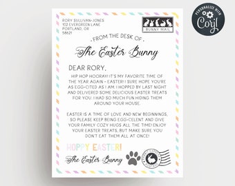 Editable Letter From The Easter Bunny Template, Printable Official Easter Bunny Express Post, Personalized Bunny Mail, Instant Download
