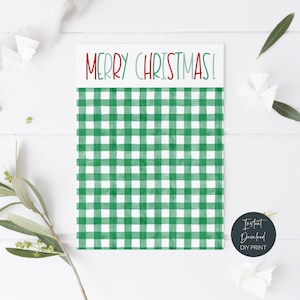 Printable Farmhouse Gingham Christmas Mini Cookie Card, Rustic Simple Festive Cookie Card, Holiday Plaid Cookie Backer, Instant Download