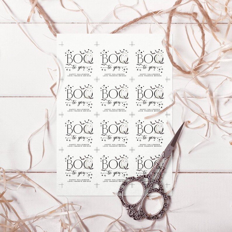 Boo to You Halloween Square Gift Tag Template, Printable Ghost Trick or