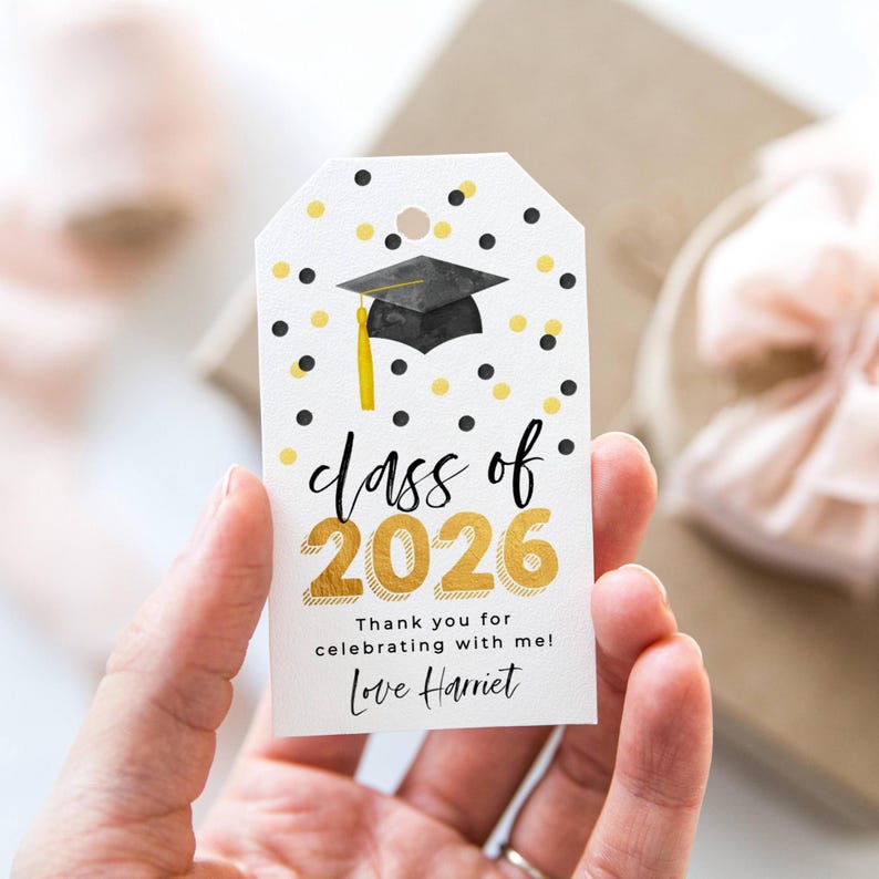 Graduation Class of 2026 Gift Tag Template, Printable Grad Party Favor ...