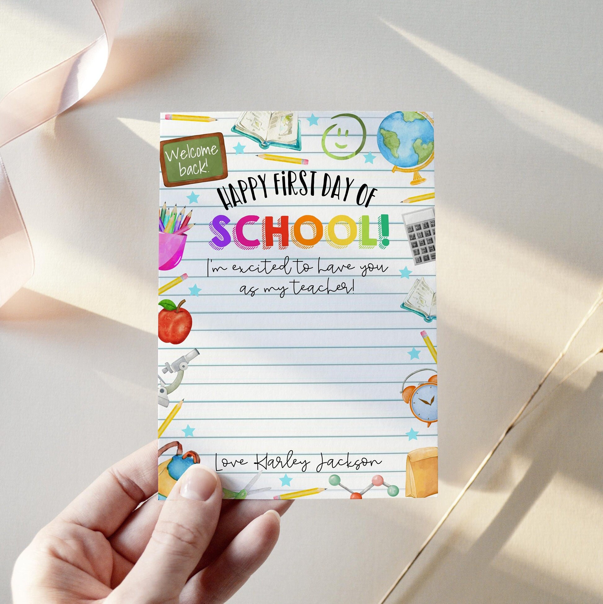 First Day of School Gift Card Holder Template, Printable Welcome Back ...